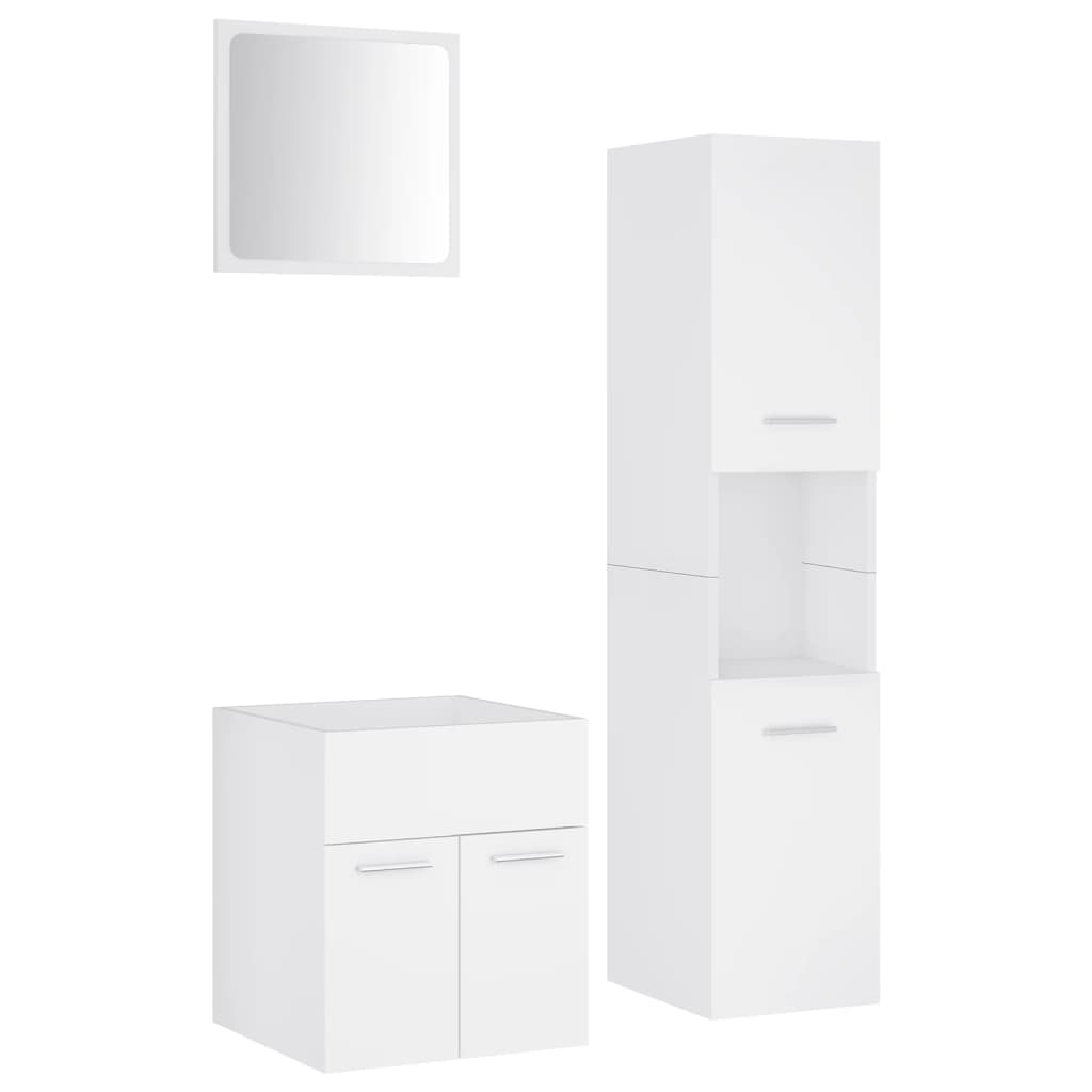 vidaXL Set mobilier de baie, alb, lemn prelucrat