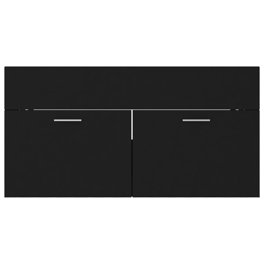vidaXL Set mobilier de baie, negru, lemn prelucrat