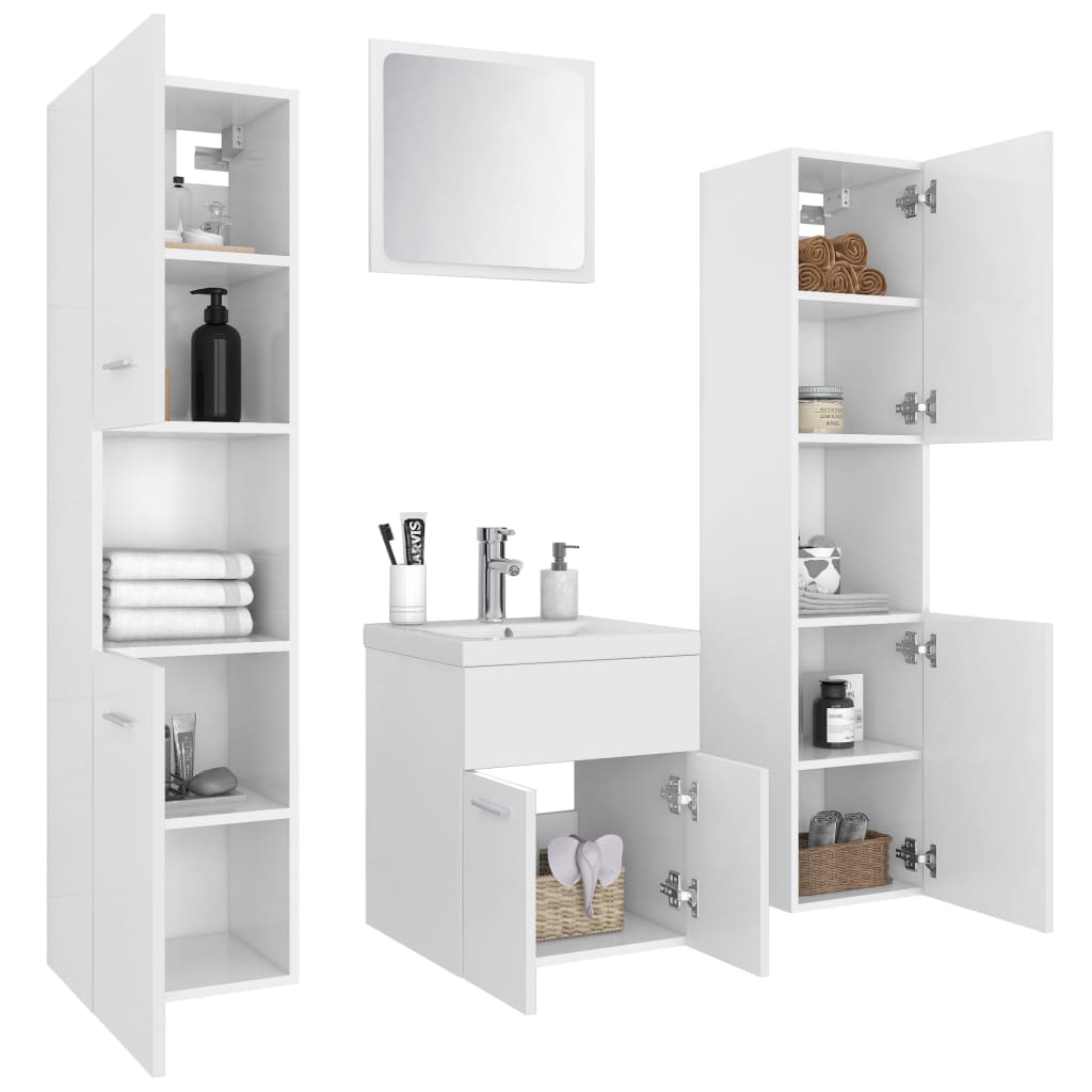 vidaXL Set mobilier de baie, alb, lemn prelucrat