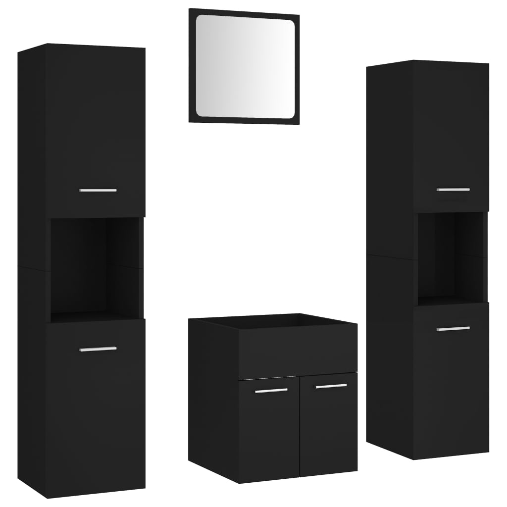 vidaXL Set mobilier de baie, negru, lemn prelucrat vidaXL Set mobilier de baie, negru, lemn prelucrat