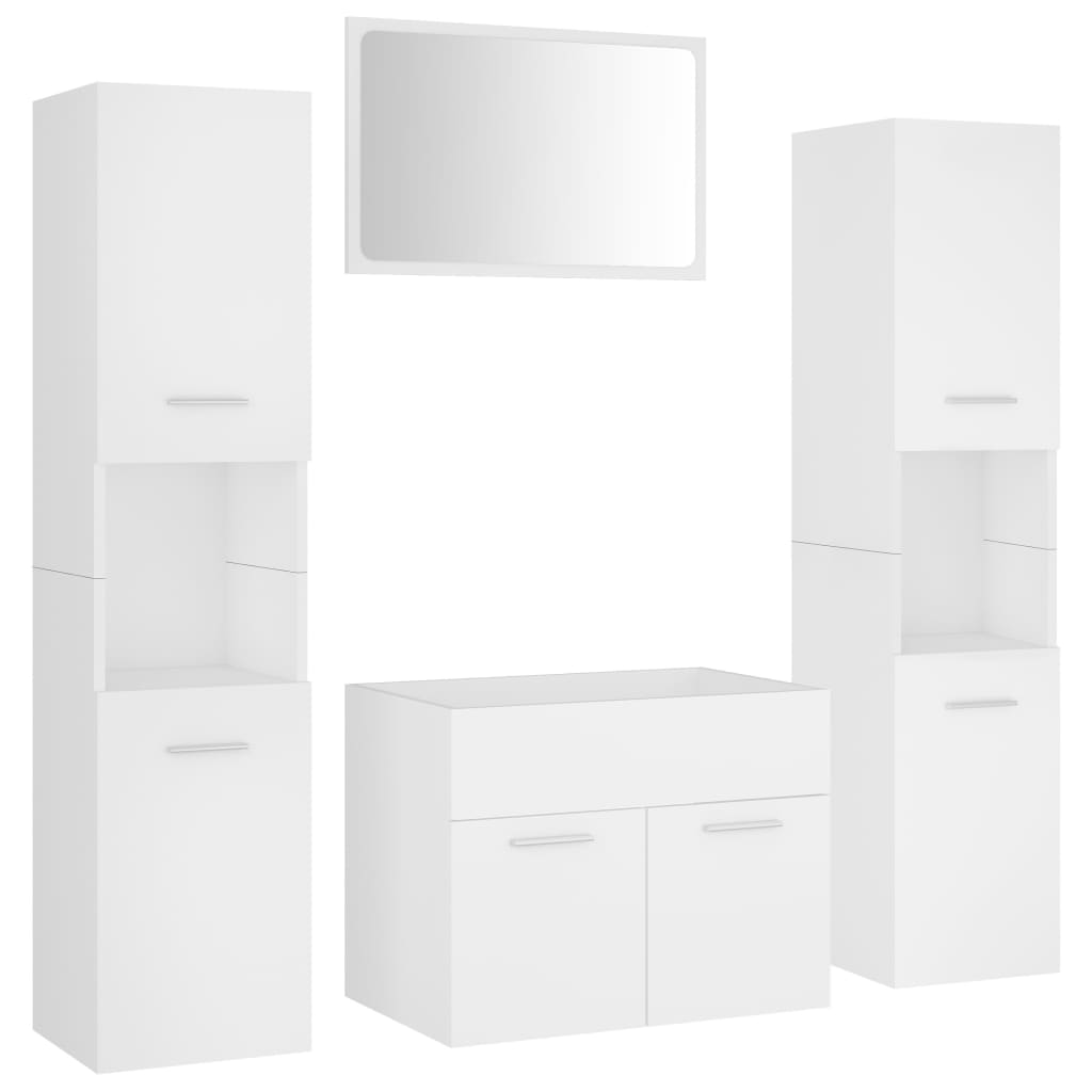 vidaXL Set mobilier de baie, alb, lemn prelucrat