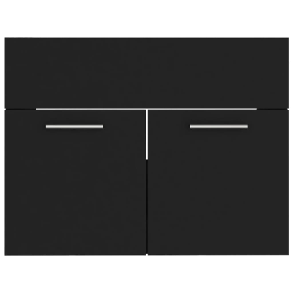 vidaXL Set mobilier de baie, negru, lemn prelucrat