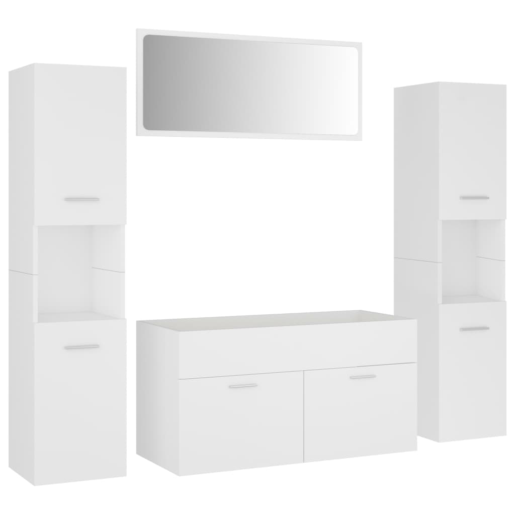 vidaXL Set mobilier de baie, alb, lemn prelucrat