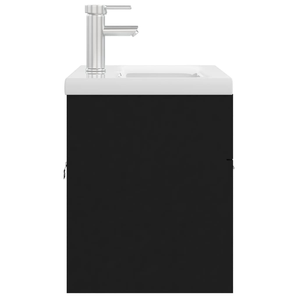 vidaXL Dulap cu chiuvetă încorporată, negru, lemn prelucrat