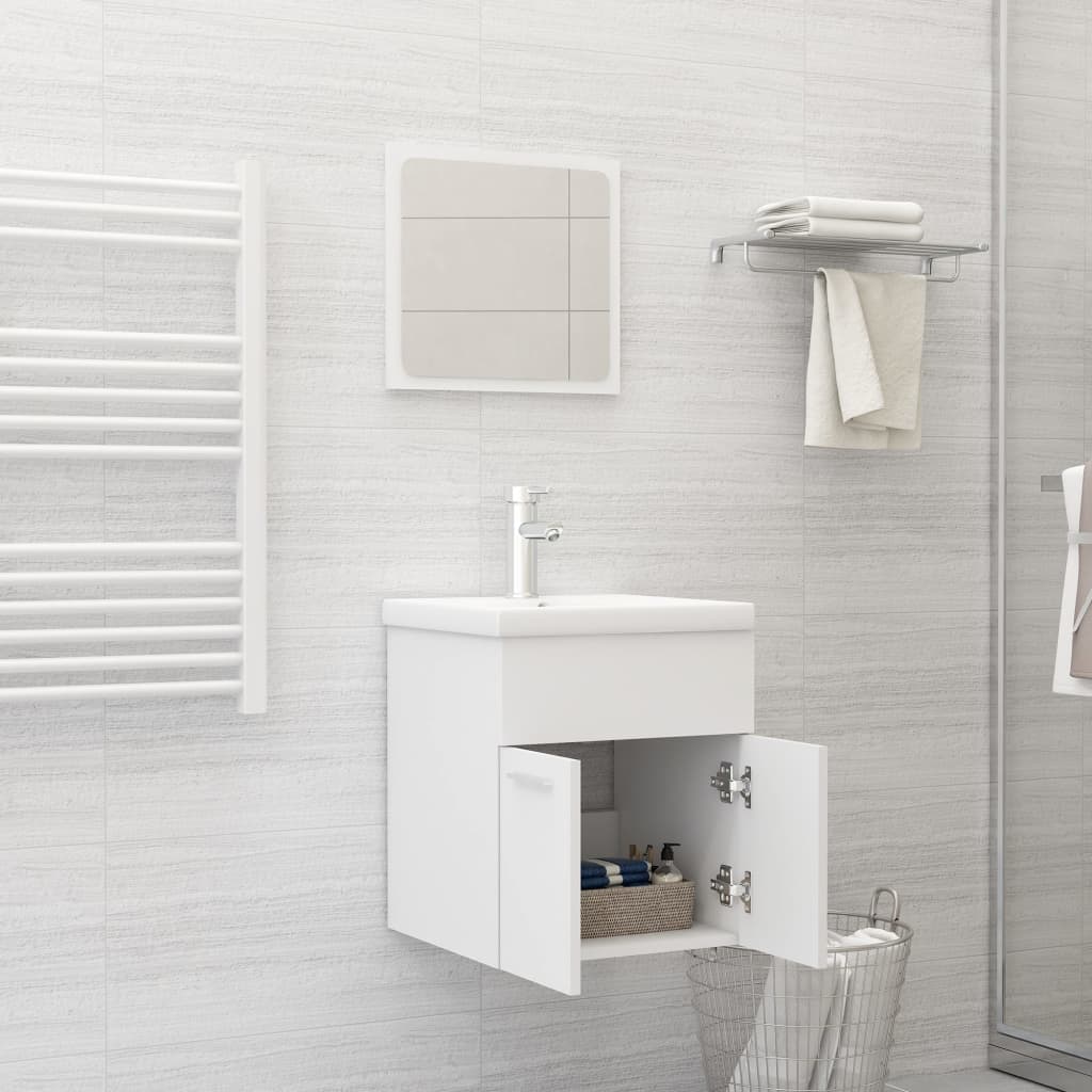 vidaXL Set mobilier de baie, alb, lemn prelucrat