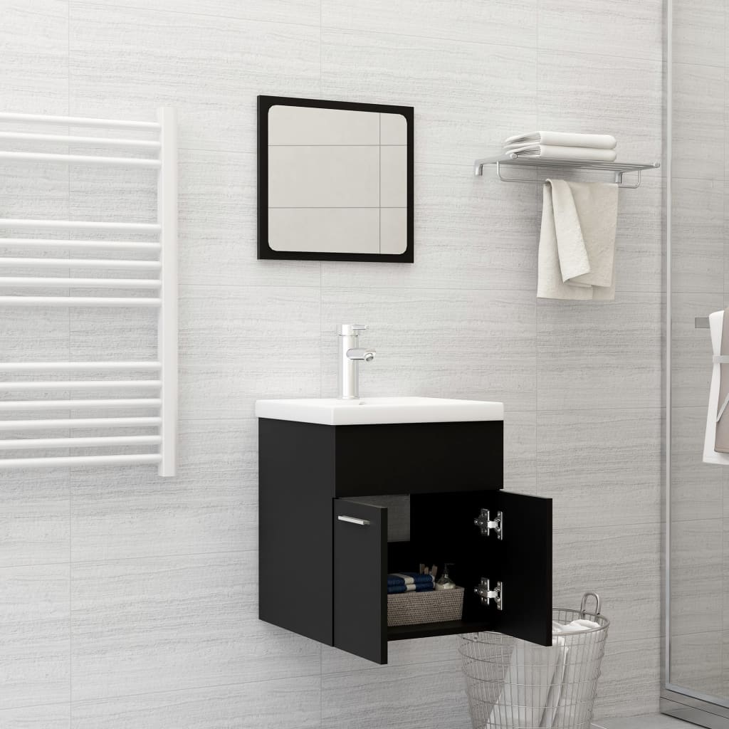 vidaXL Set mobilier de baie, negru, lemn prelucrat vidaXL Set mobilier de baie, negru, lemn prelucrat