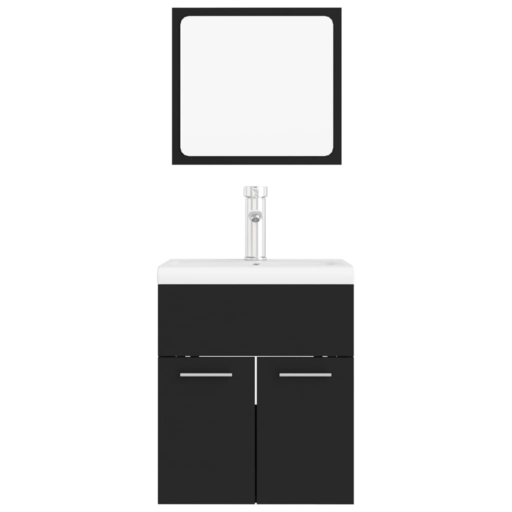 vidaXL Set mobilier de baie, negru, lemn prelucrat vidaXL Set mobilier de baie, negru, lemn prelucrat
