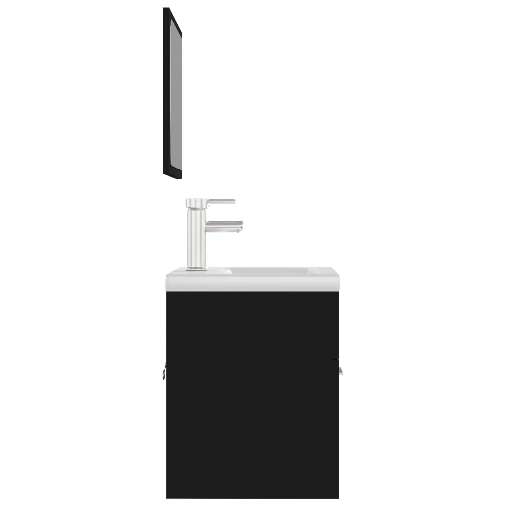vidaXL Set mobilier de baie, negru, lemn prelucrat vidaXL Set mobilier de baie, negru, lemn prelucrat