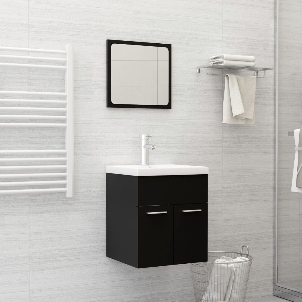 vidaXL Set mobilier de baie, negru, lemn prelucrat vidaXL Set mobilier de baie, negru, lemn prelucrat