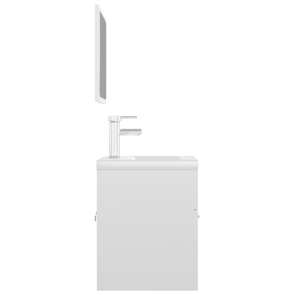 vidaXL Set mobilier de baie, alb extralucios, lemn prelucrat