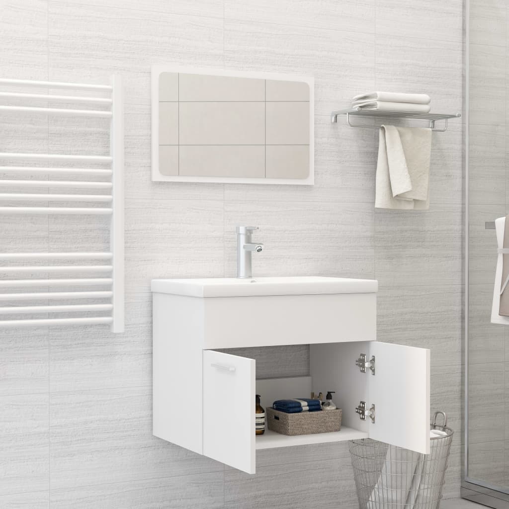 vidaXL Set mobilier de baie, alb, lemn prelucrat