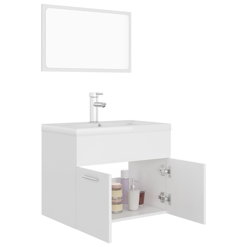 vidaXL Set mobilier de baie, alb, lemn prelucrat