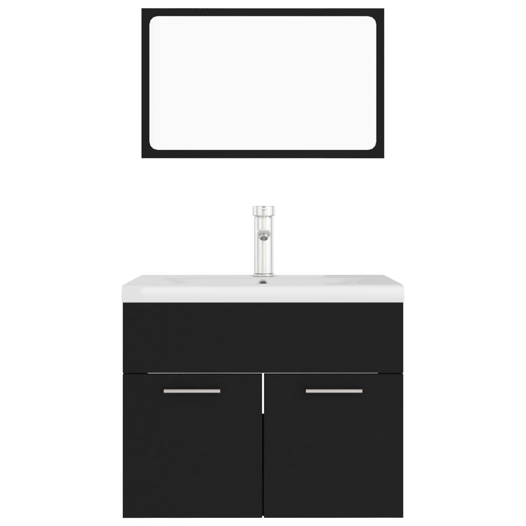 vidaXL Set mobilier de baie, negru, lemn prelucrat vidaXL Set mobilier de baie, negru, lemn prelucrat