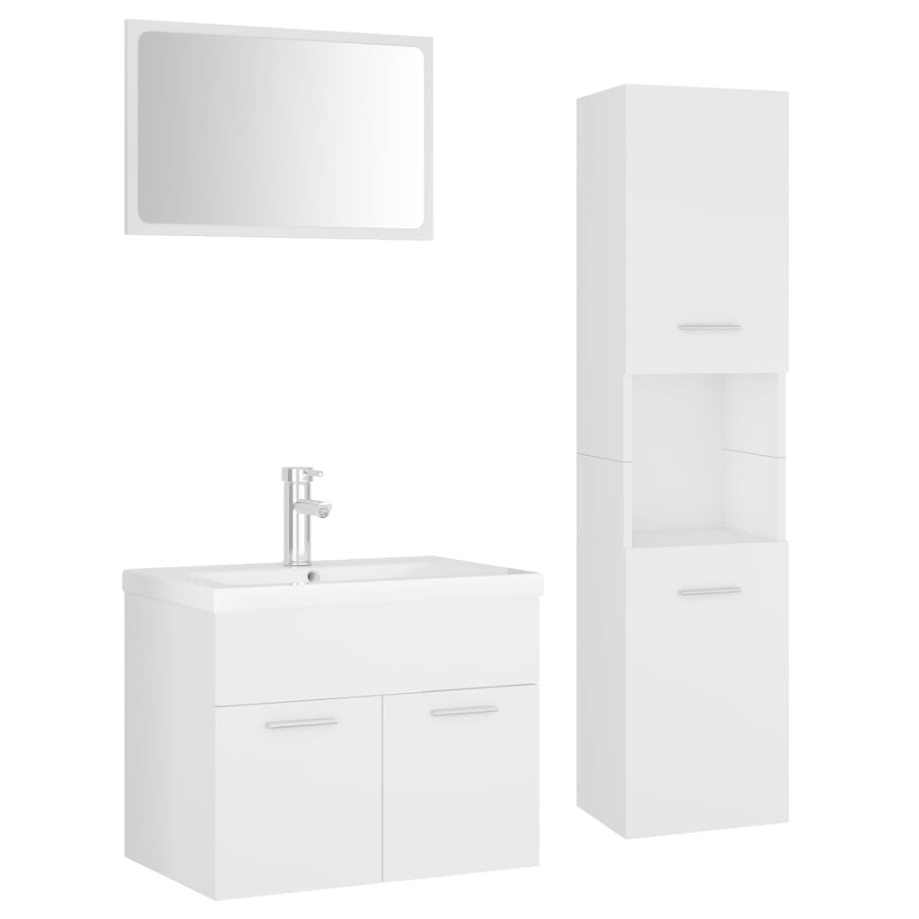 vidaXL Set mobilier de baie, alb, lemn prelucrat