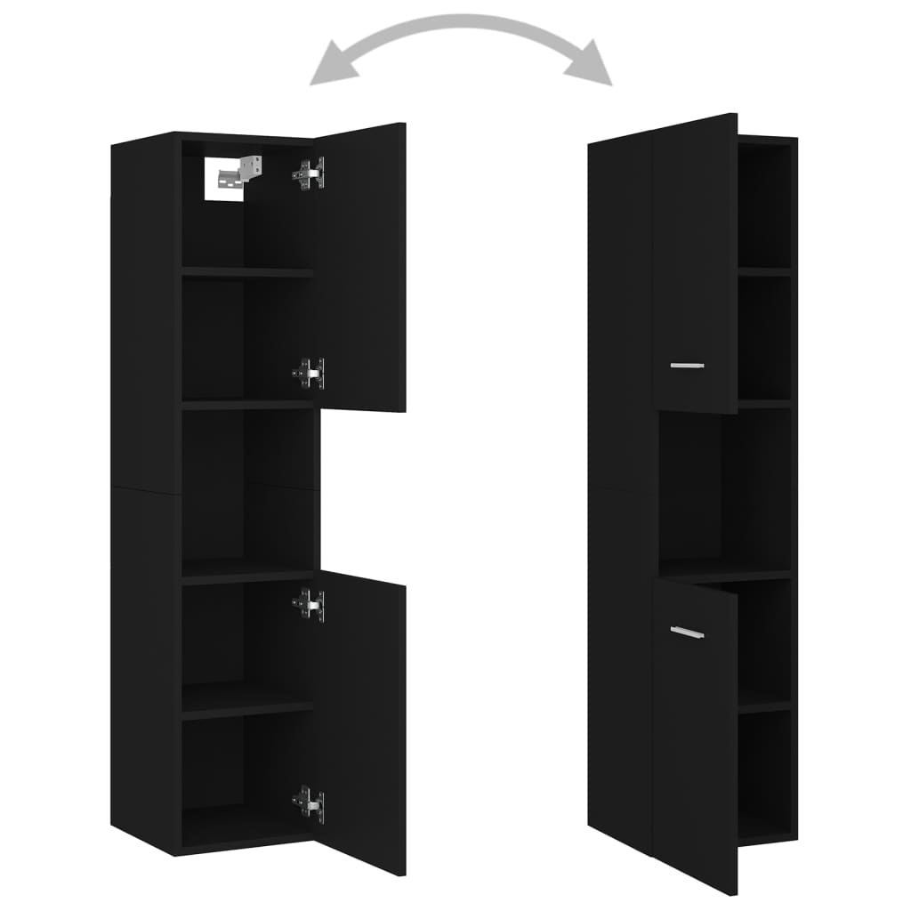 vidaXL Set mobilier de baie, negru, lemn prelucrat vidaXL Set mobilier de baie, negru, lemn prelucrat
