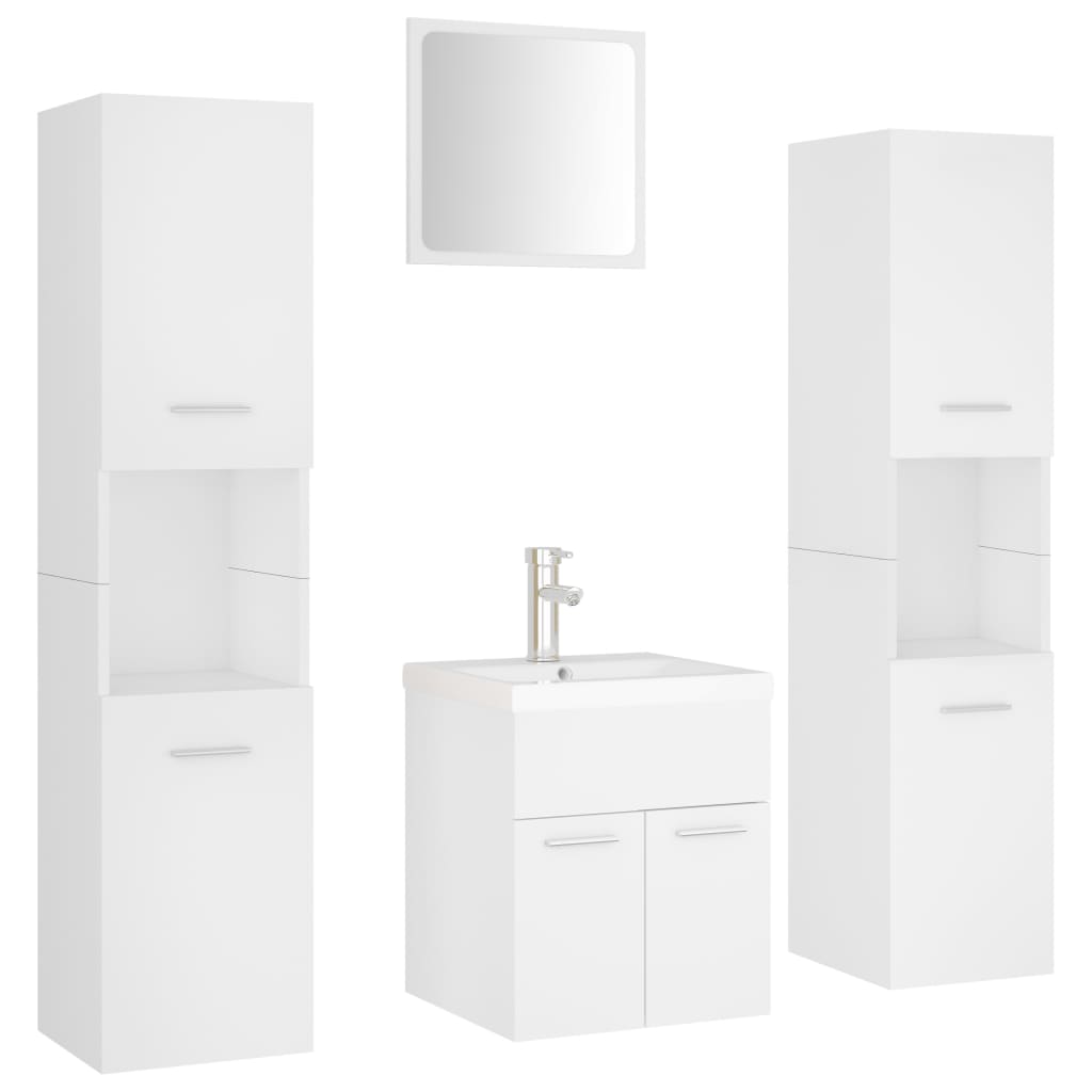vidaXL Set mobilier de baie, alb, lemn prelucrat