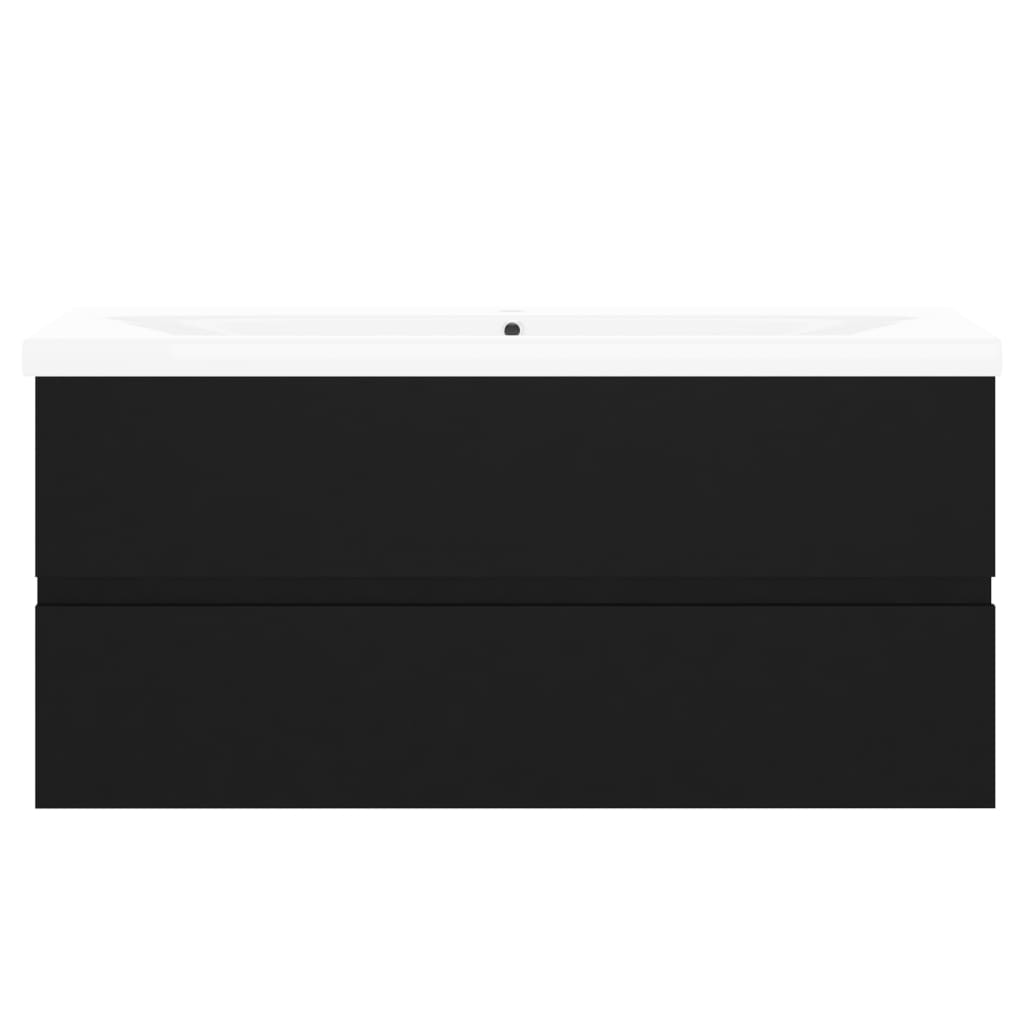 vidaXL Dulap cu chiuvetă încorporată, negru, lemn prelucrat