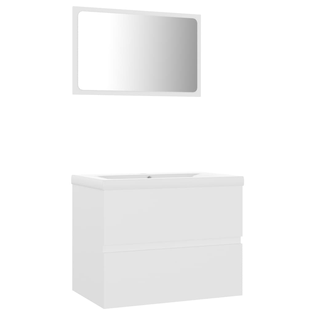 vidaXL Set mobilier de baie, alb, lemn prelucrat
