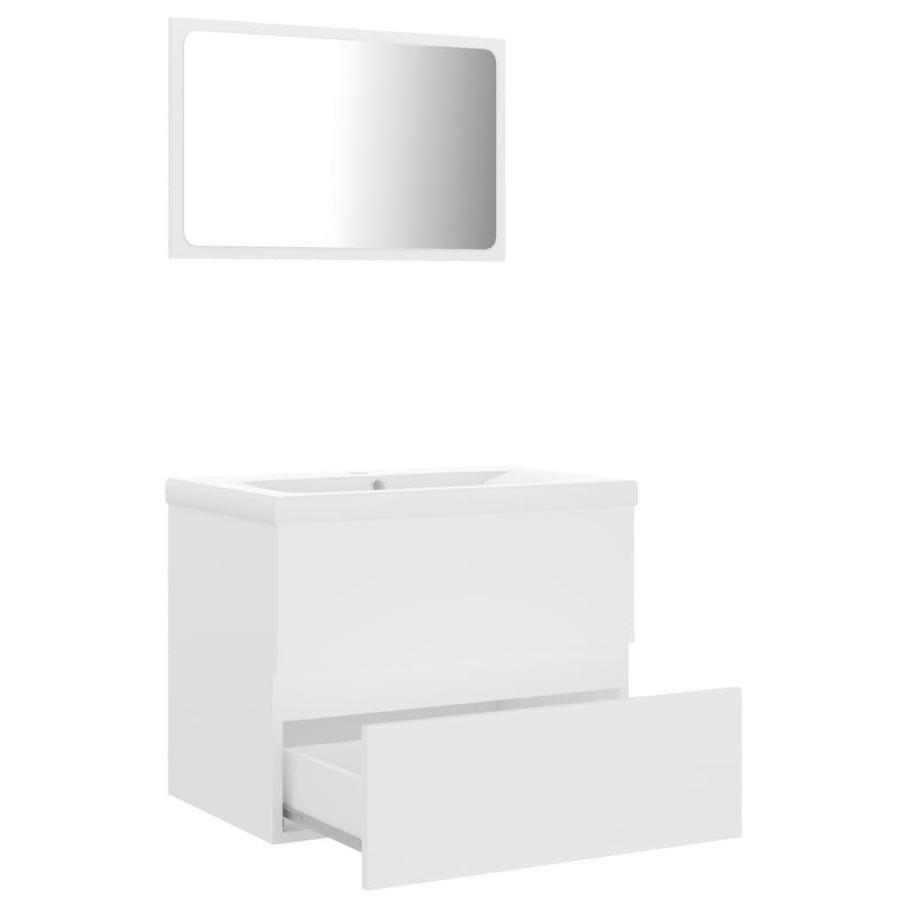 vidaXL Set mobilier de baie, alb, lemn prelucrat