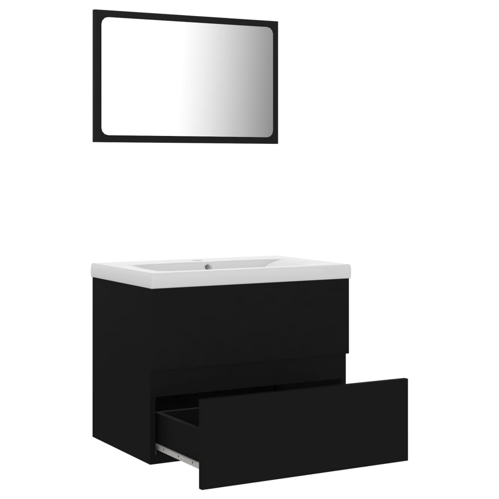 vidaXL Set mobilier de baie, negru, lemn prelucrat vidaXL Set mobilier de baie, negru, lemn prelucrat