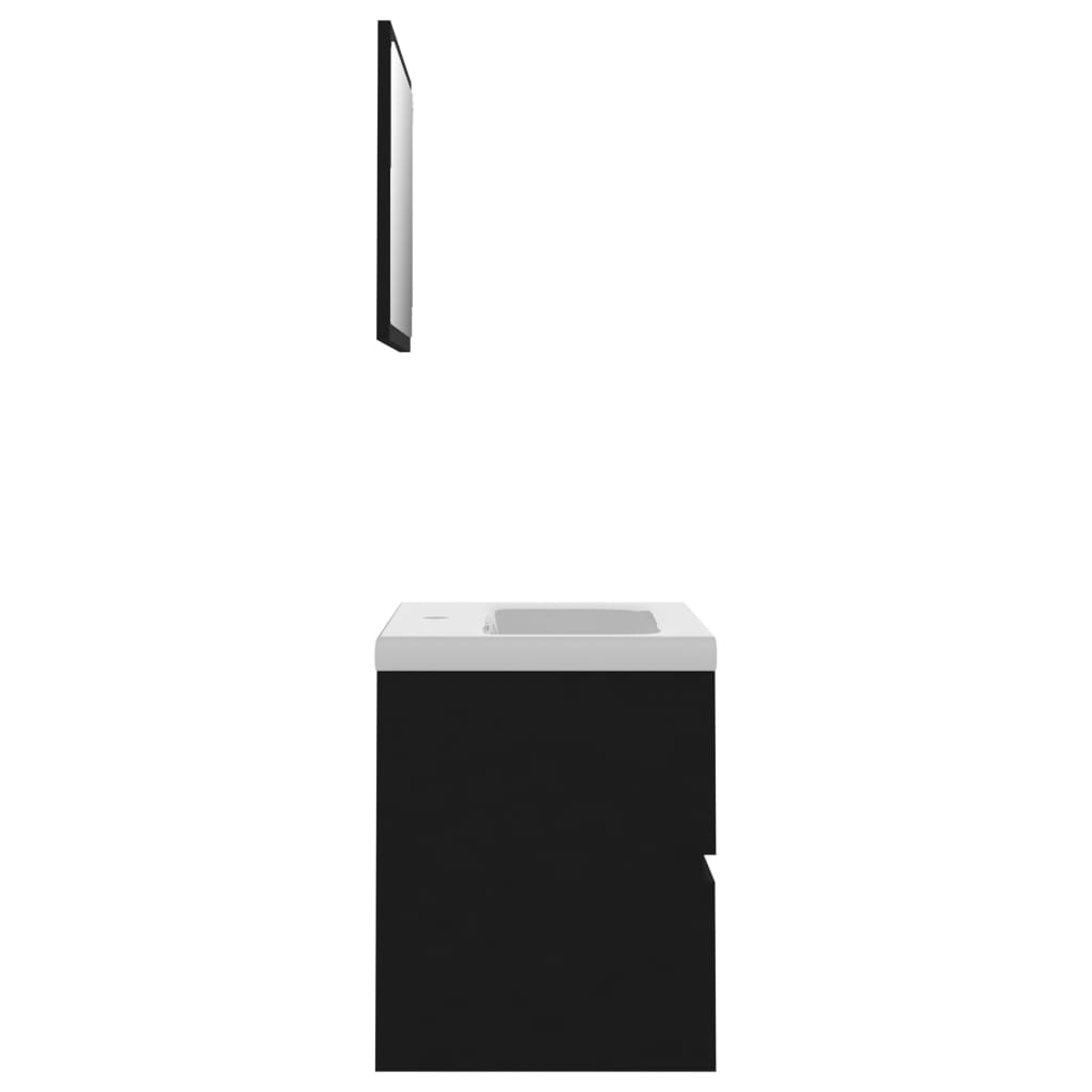 vidaXL Set mobilier de baie, negru, lemn prelucrat vidaXL Set mobilier de baie, negru, lemn prelucrat