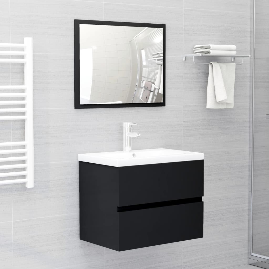 vidaXL Set mobilier de baie, negru, lemn prelucrat vidaXL Set mobilier de baie, negru, lemn prelucrat