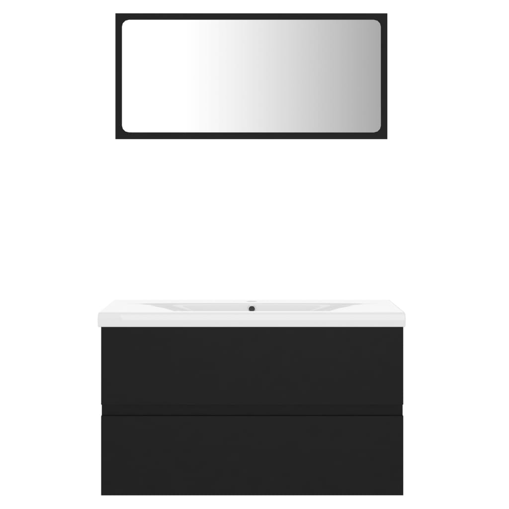 vidaXL Set mobilier de baie, negru, lemn prelucrat vidaXL Set mobilier de baie, negru, lemn prelucrat
