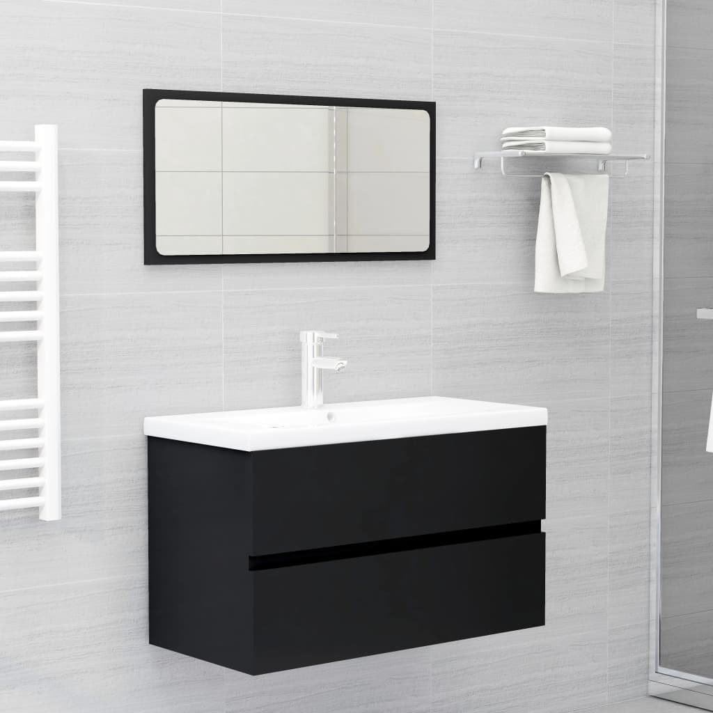vidaXL Set mobilier de baie, negru, lemn prelucrat vidaXL Set mobilier de baie, negru, lemn prelucrat