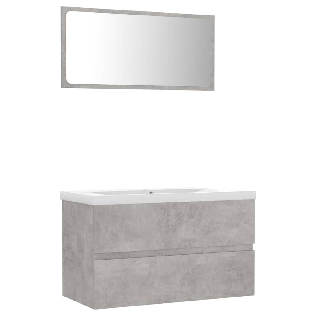 vidaXL Set mobilier de baie, gri beton, lemn prelucrat