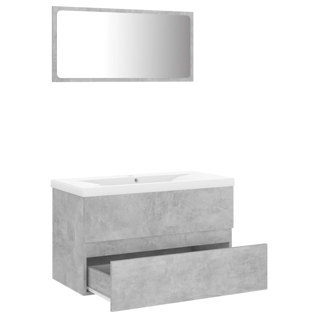 vidaXL Set mobilier de baie, gri beton, lemn prelucrat