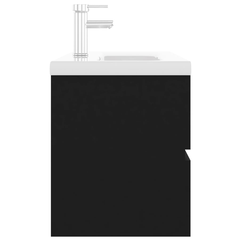 vidaXL Dulap cu chiuvetă încorporată, negru, lemn prelucrat