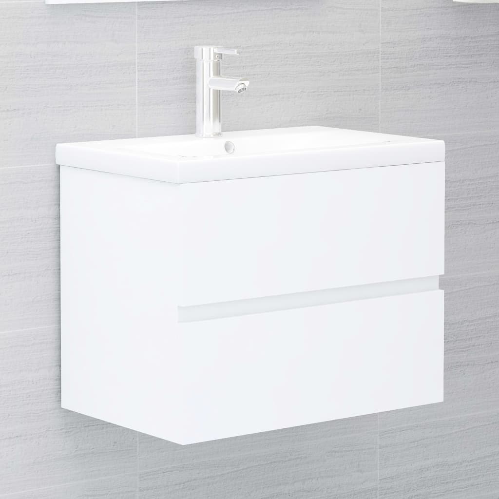 vidaXL Set mobilier de baie, alb, lemn prelucrat