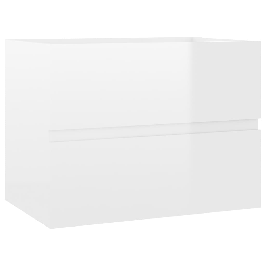 vidaXL Set mobilier de baie, alb extralucios, lemn prelucrat