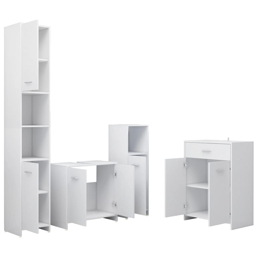 vidaXL Set mobilier de baie, 4 piese, alb