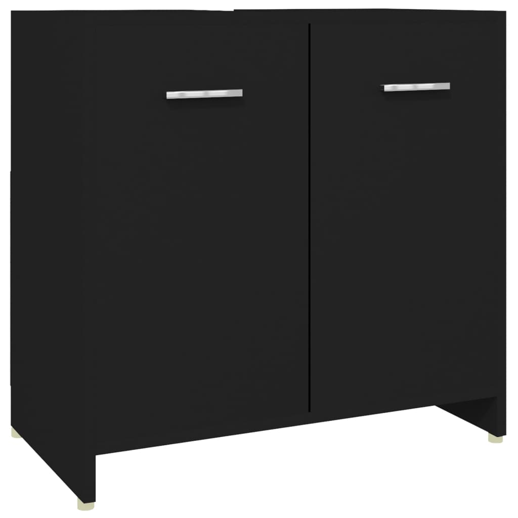 vidaXL Set mobilier de baie, 4 piese, negru