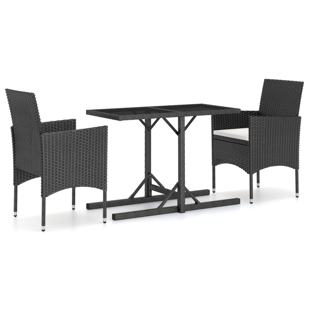 vidaXL Set mobilier de grădină, 3 piese, negru