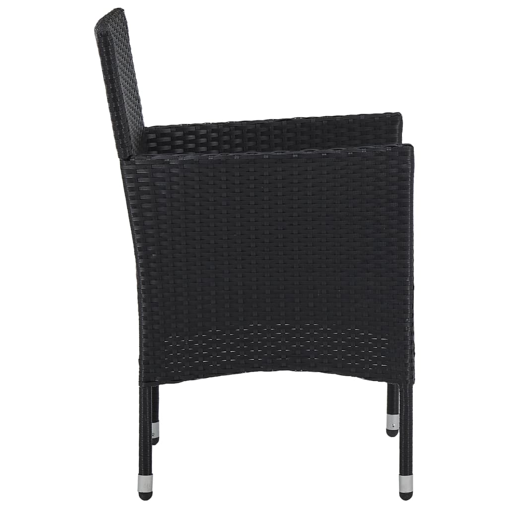 vidaXL Set mobilier de grădină, 3 piese, negru