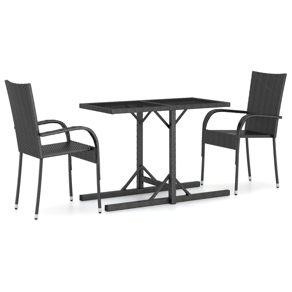 vidaXL Set mobilier de grădină, 3 piese, negru vidaXL Set mobilier de grădină, 3 piese, negru