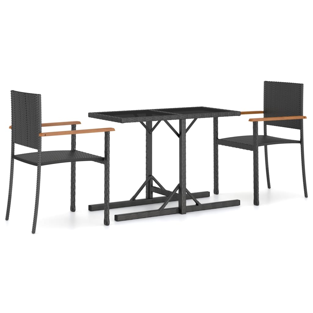 vidaXL Set mobilier de grădină, 3 piese, negru