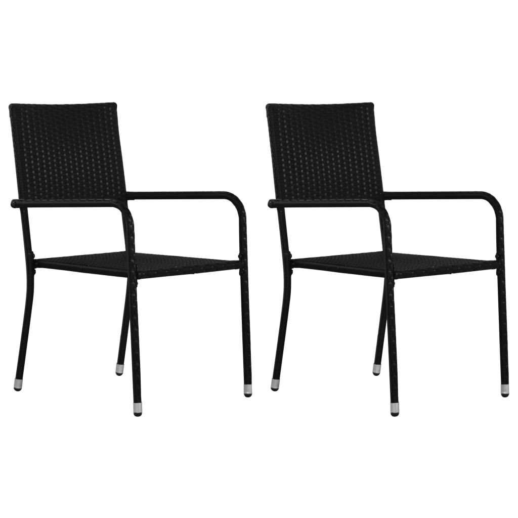 vidaXL Set mobilier de grădină, 3 piese, negru
