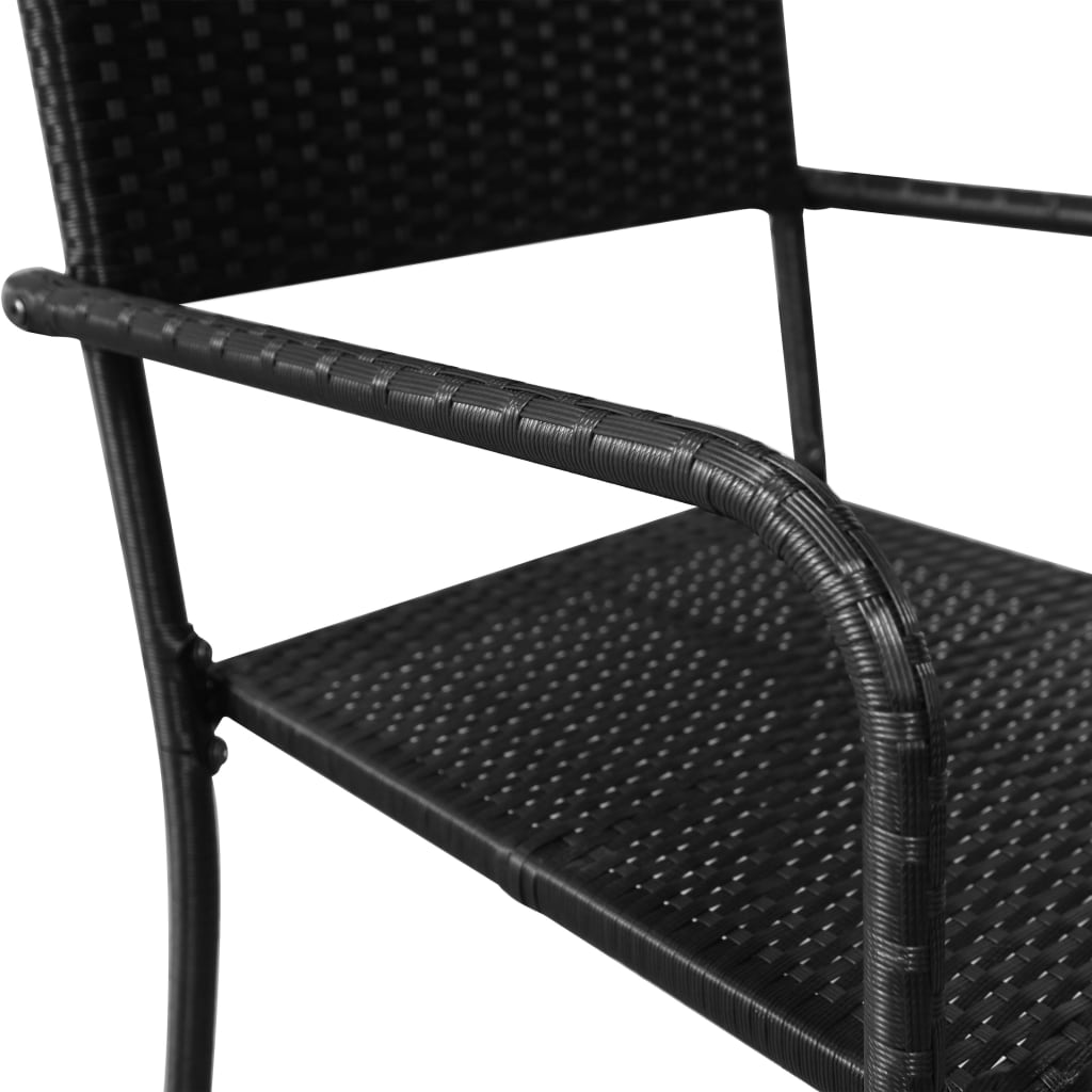 vidaXL Set mobilier de grădină, 3 piese, negru