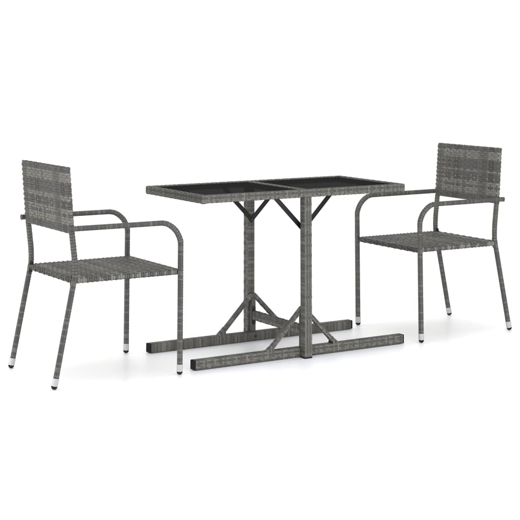 vidaXL Set mobilier de grădină, 3 piese, gri vidaXL Set mobilier de grădină, 3 piese, gri