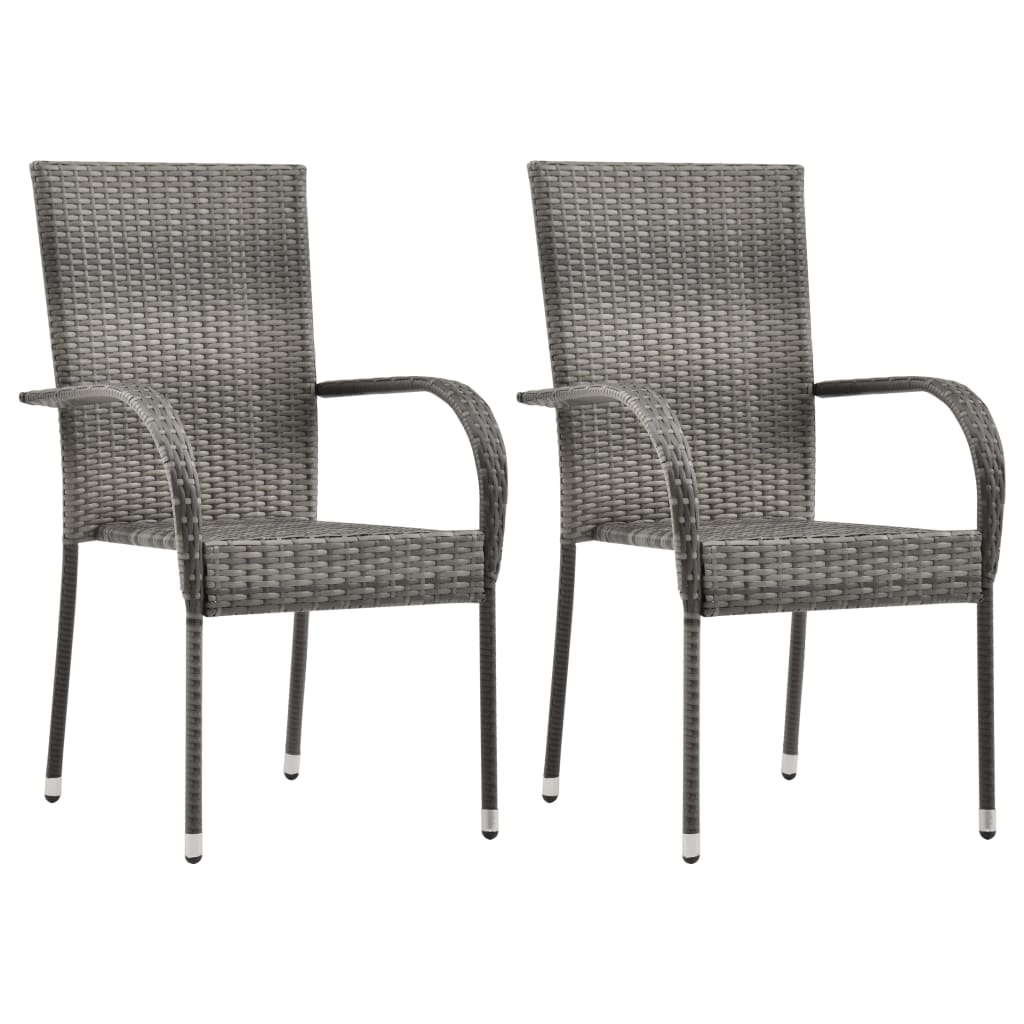 vidaXL Set mobilier de grădină, 3 piese, gri, poliratan vidaXL Set mobilier de grădină, 3 piese, gri, poliratan