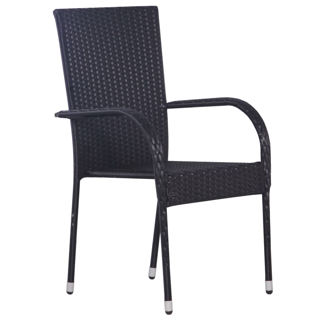 vidaXL Set mobilier de grădină, 5 piese, negru, poliratan