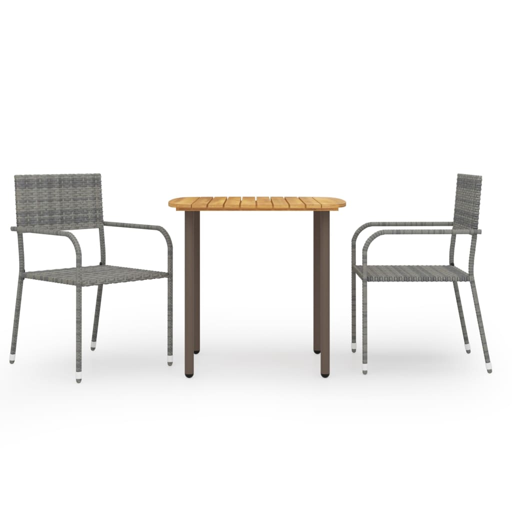 vidaXL Set mobilier de grădină, 3 piese, gri, poliratan vidaXL Set mobilier de grădină, 3 piese, gri, poliratan