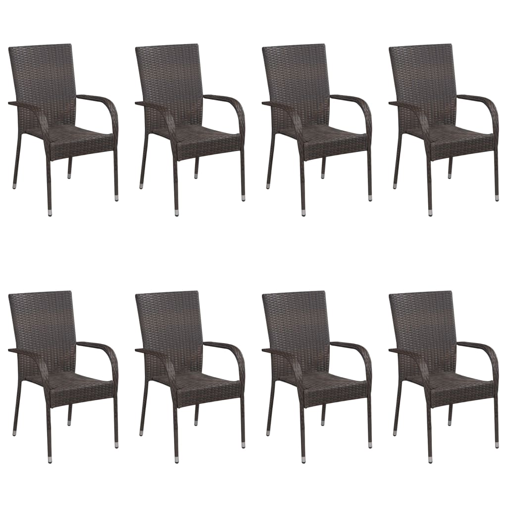 vidaXL Set mobilier de grădină, 9 piese, maro, poliratan vidaXL Set mobilier de grădină, 9 piese, maro, poliratan