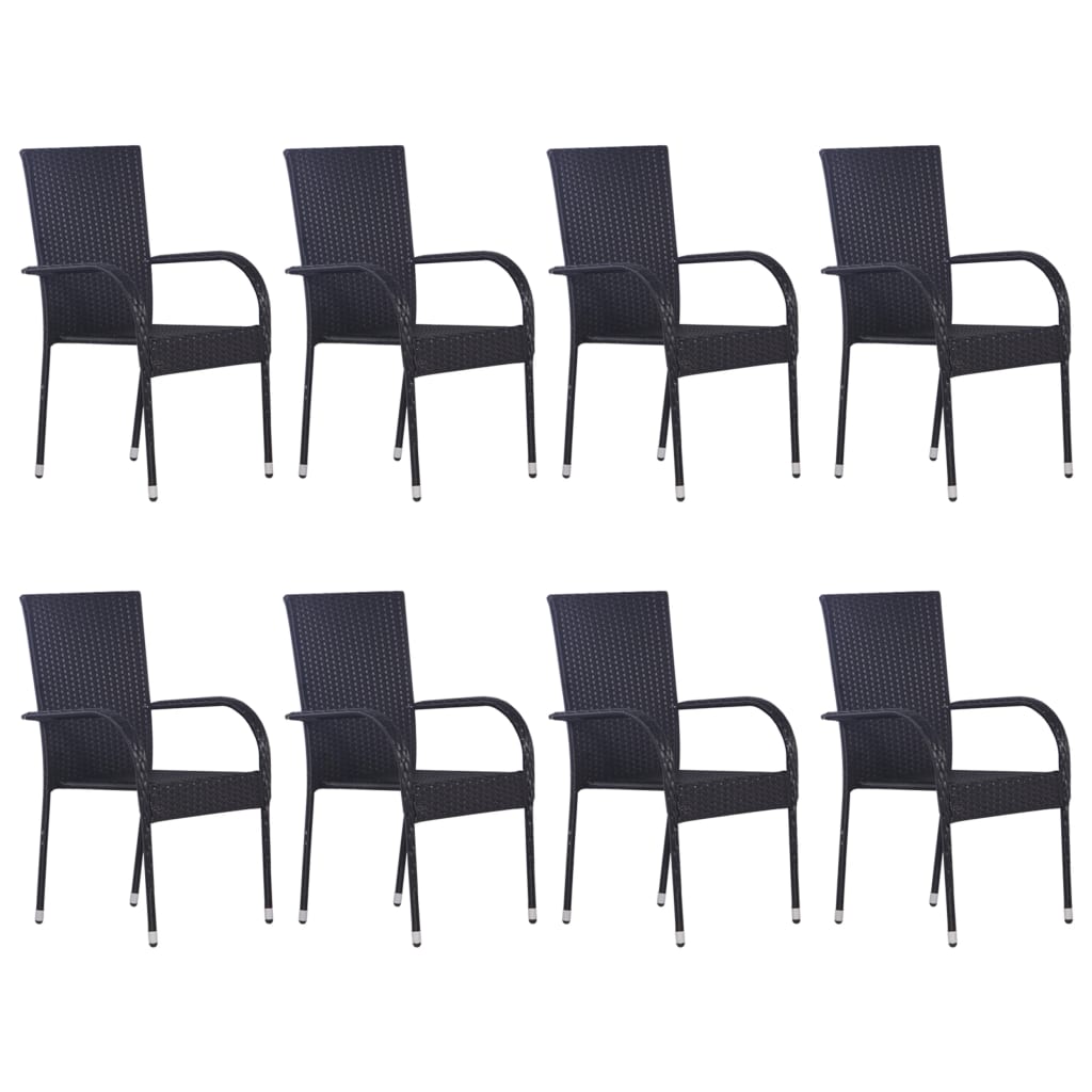 vidaXL Set mobilier de grădină, 9 piese, negru, poliratan vidaXL Set mobilier de grădină, 9 piese, negru, poliratan