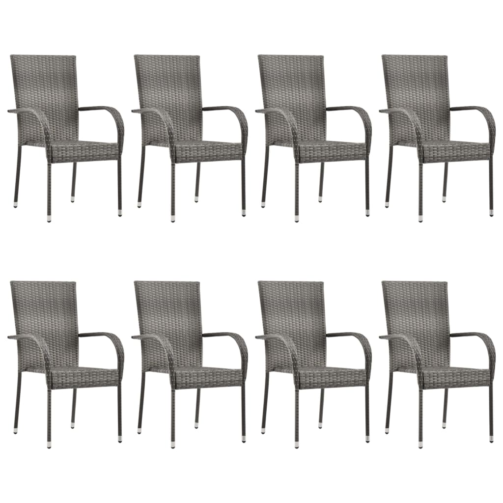 vidaXL Set mobilier de grădină, 9 piese, gri, poliratan vidaXL Set mobilier de grădină, 9 piese, gri, poliratan