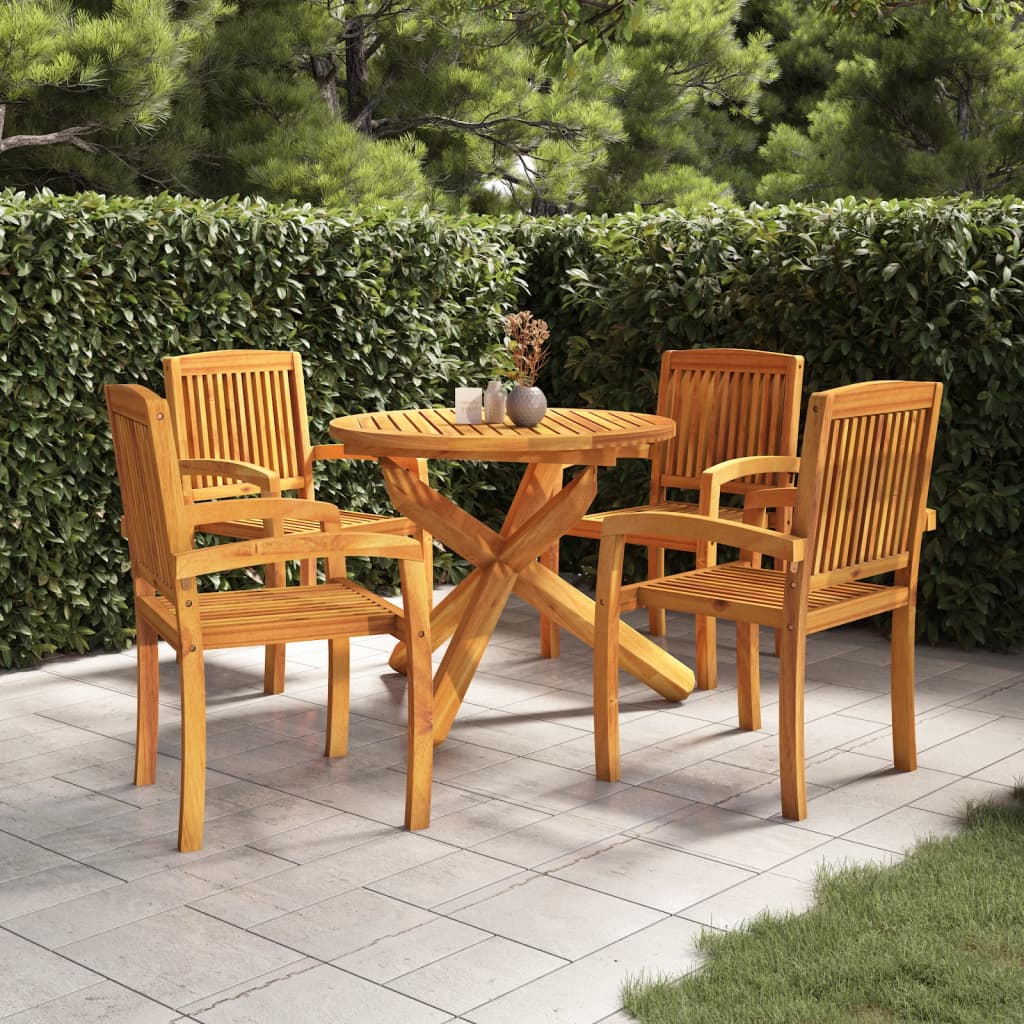 vidaXL Set mobilier de grădină, 5 piese, din lemn masiv de tec vidaXL Set mobilier de grădină, 5 piese, din lemn masiv de tec