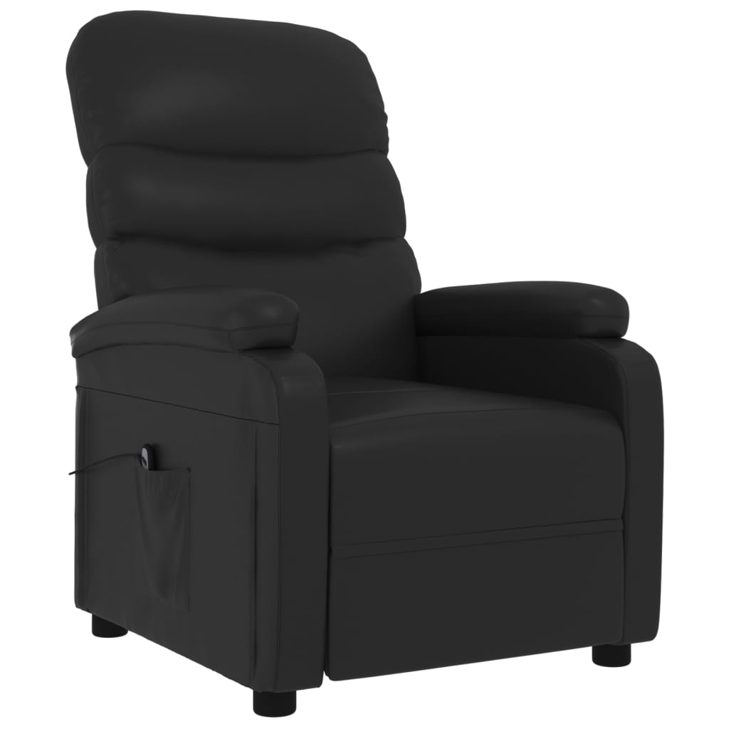vidaXL Fotoliu rabatabil electric, negru, piele ecologică